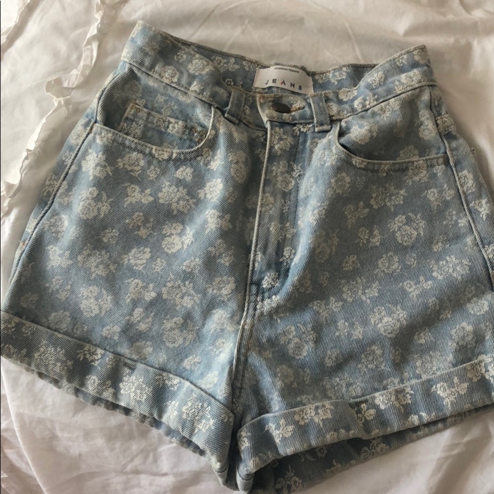 floral american apparel high waisted shorts